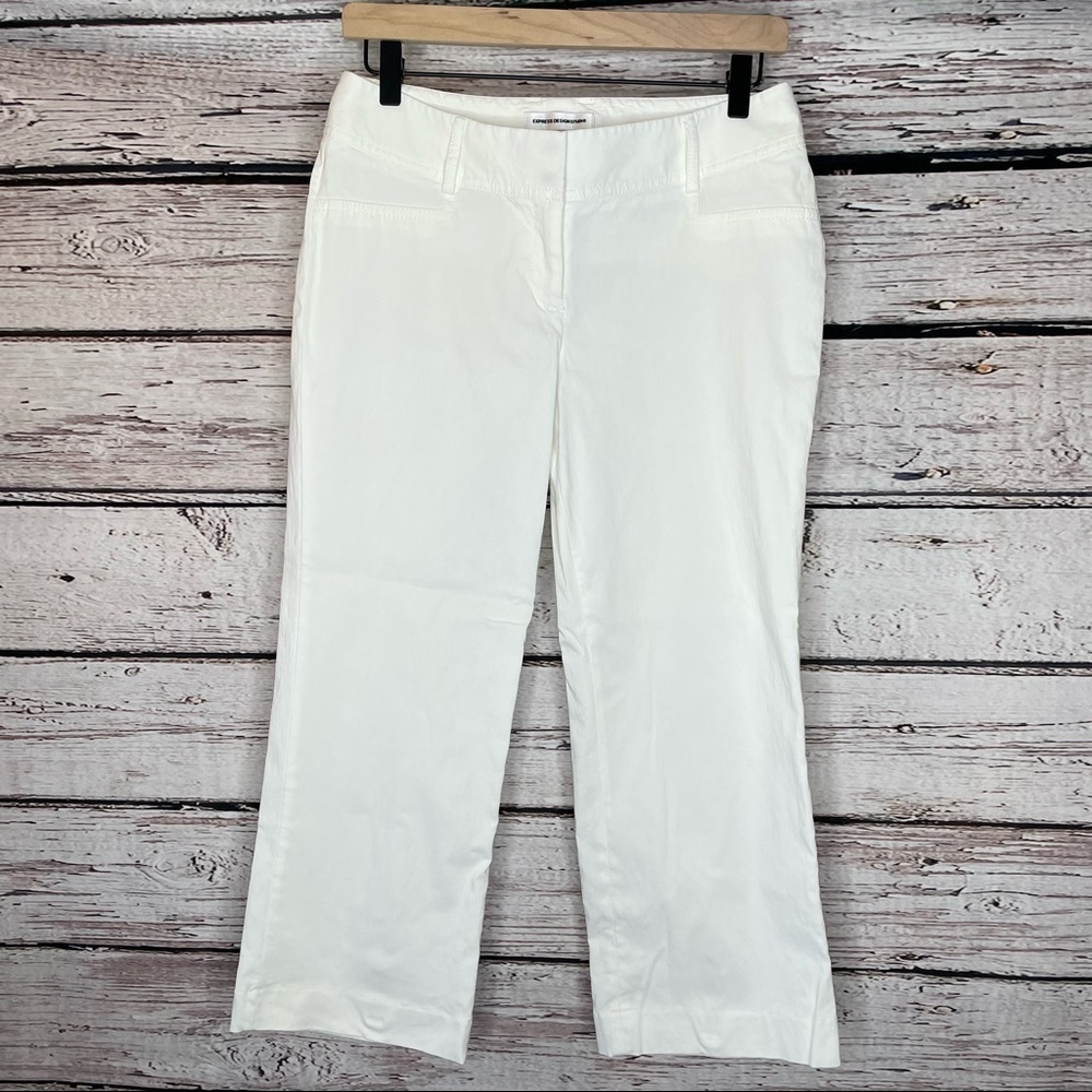 Express Design Studio White Cropped Pants‎ Slacks Size 4 Straight Fit Business